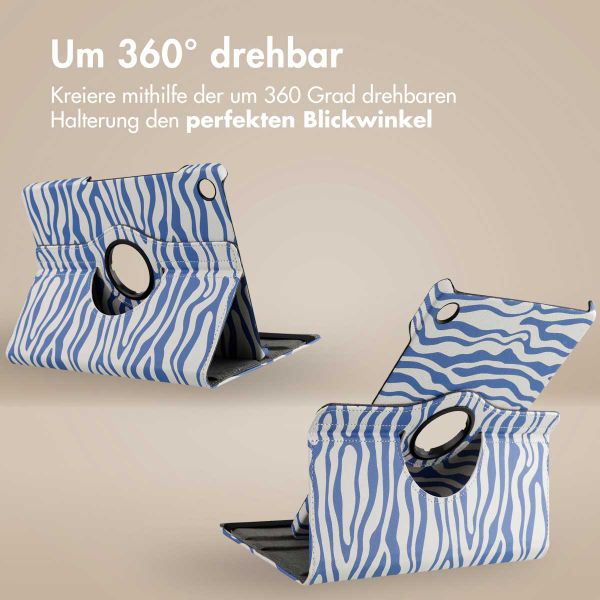 imoshion 360° drehbare Design Klapphülle für das Samsung Galaxy Tab A9 Plus - White Blue Stripes