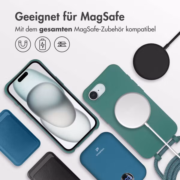 imoshion Color Backcover mit abnehmbarem Handykette und MagSafe Apple iPhone 16e - Dunkelgrün