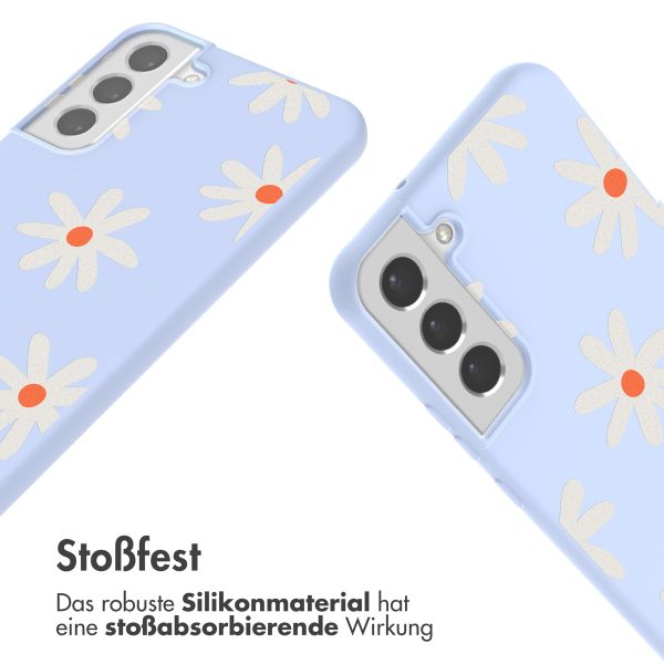 imoshion Silikonhülle design mit Band für das Samsung Galaxy S22 - Lila Flower Distance