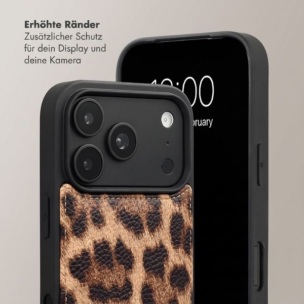 Selencia Nova HandyHülle mit Kordel und Kartenhalter Apple iPhone 18 Pro Max / 17 Pro Max - Leopard