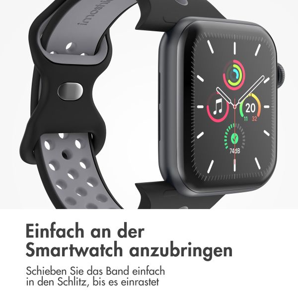 imoshion Sportarmband⁺ für die Apple Watch Series 1 bis 9 / SE (38/40/41 mm) | Series 10 (42 mm) - Größe S/M - Black & Anthracite