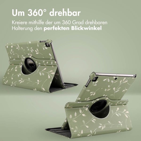 imoshion 360° drehbare Design Klapphülle Apple iPad 9 (2021) 10.2 Zoll / iPad 8 (2020) 10.2 Zoll / iPad 7 (2019) 10.2 Zoll - Green Flowers
