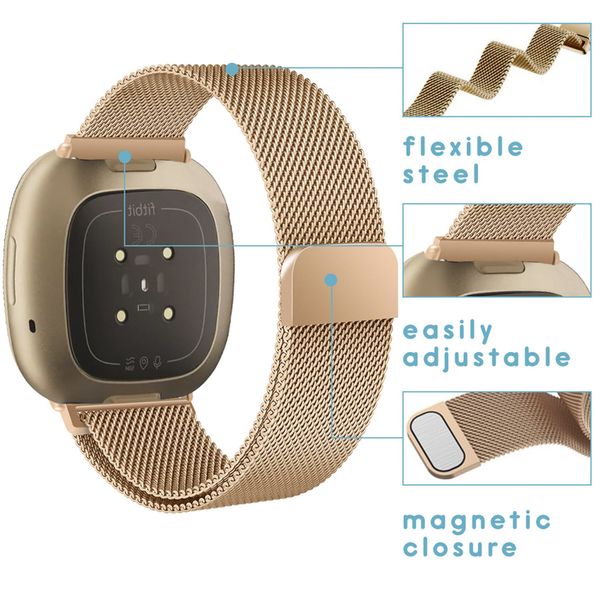 imoshion Magnetisches Milanaise Armband für das  Fitbit Versa 4/ 3 / Sense (2) - Rosé gold