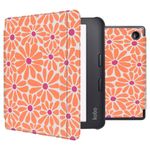 imoshion Design Slim Hard Case Sleepcover mit Stand für das Kobo Libra 2 / Tolino Vision 6 - Orange Flowers Connect