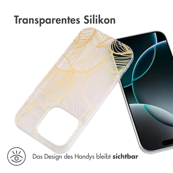 imoshion Design Hülle Apple iPhone 16 Pro - Golden Leaves Transparent