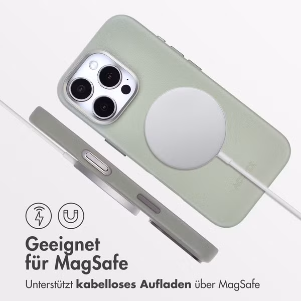 Accezz MagSafe Leather Backcover Apple iPhone 16 Pro - Light Grey