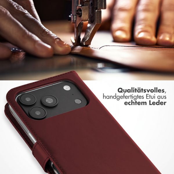 Selencia Echtleder Klapphülle Apple iPhone 18 Pro Max / 17 Pro Max - Burgundy