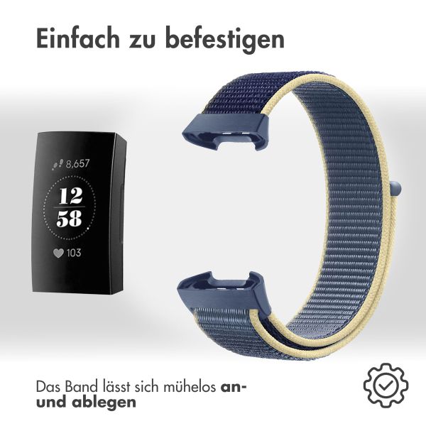 imoshion Nylonarmband für das  Fitbit Charge 3 / 4 - Blau
