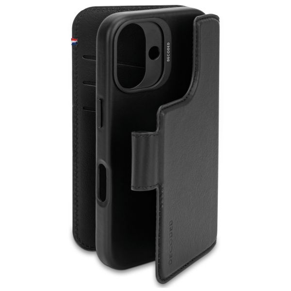 Decoded 2 in 1 Leather Klapphülle MagSafe Apple iPhone 16 - Schwarz