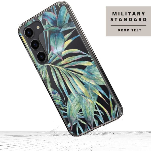 Selencia Zarya Fashion-Backcover mit zuverlässigem Schutz für das Samsung Galaxy S23 Plus - Green Jungle Leaves