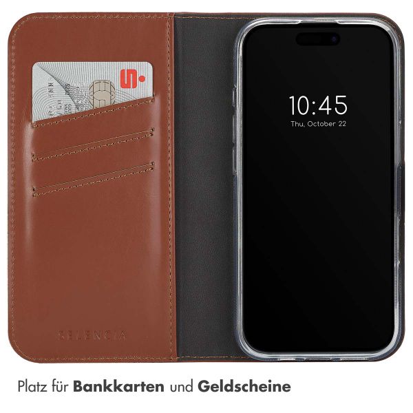 Selencia Echtleder Klapphülle Apple iPhone 16 Pro Max - lichtbruin