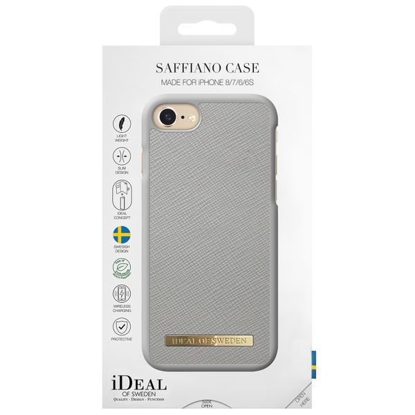 iDeal of Sweden Saffiano Backcover Hellgrau iPhone SE (2022 / 2020) / 8 / 7 / 6(s)