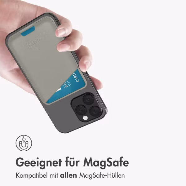Accezz Lederkartenhalter - Geeignet für MagSafe und Qi2 - Light Grey