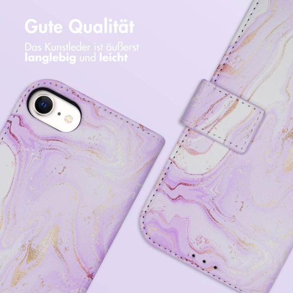 imoshion ﻿Design Klapphülle für das iPhone SE (2022 / 2020) / 8 / 7 / 6(s) - Purple Marble