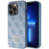 Guess 4G Logo Triangle Strass Back Cover für das iPhone 15 Pro - Blau