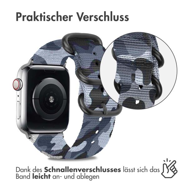 imoshion Robustes Nylonarmband für das  Apple Watch Series 1 - 9 / SE (38/40/41 mm) | Series 10 / 11 (42 mm) - Camouflage Grey