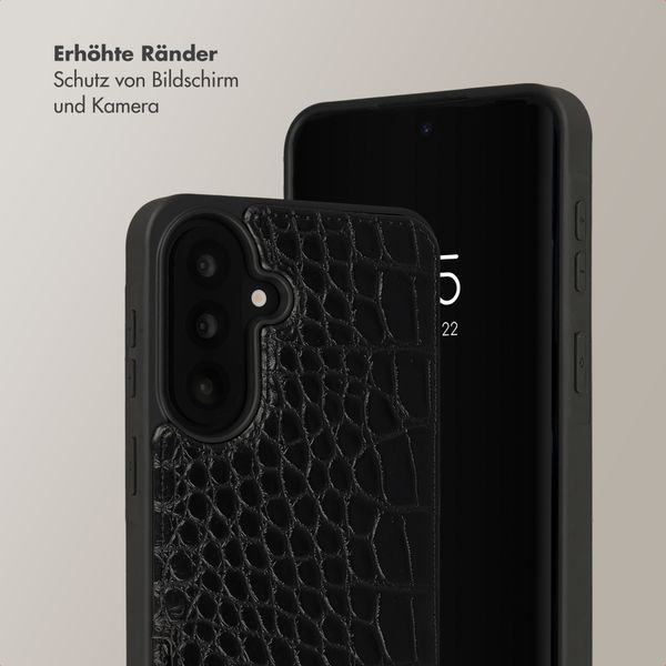 Selencia Nova Croco HandyHülle mit Kordel und Kartenhalter Samsung Galaxy A57 (5G) - Schwarz