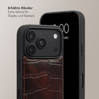 Selencia Nova Croco HandyHülle mit Kordel und Kartenhalter Apple iPhone 18 Pro Max / 17 Pro Max - Choco Brown