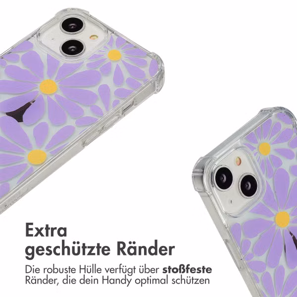 imoshion Design Hülle mit Band Apple iPhone 14 - Tropical Violet Flowers Connect