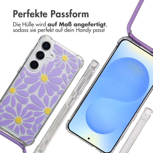 imoshion Design Hülle mit Band Samsung Galaxy S25 - Tropical Violet Flowers Connect