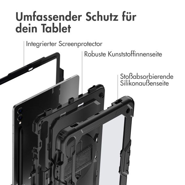 Accezz Robustes Back Cover mit Schultergurt für das Samsung Galaxy Tab S10 Plus / Tab S9 FE Plus / Tab S9 Plus 12.4 Zoll - Schwarz