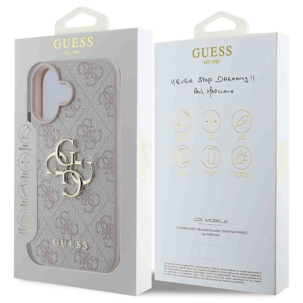 Guess 4G Metal Logo Back Cover für das iPhone 16 - Rosa