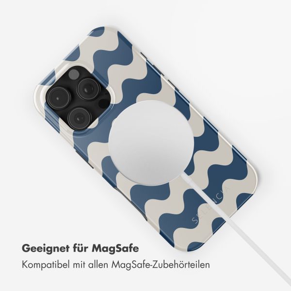 Selencia Vivid Tough Back Cover mit MagSafe für das iPhone 16 Pro - Wave Vibes Classic Blue