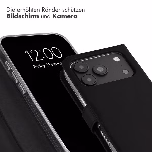 Selencia Echtleder Klapphülle Apple iPhone 18 Pro / 17 Pro - Schwarz
