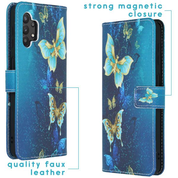 imoshion Design TPU Klapphülle für das Samsung Galaxy A32 (5G) - Blue Butterfly