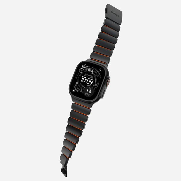 Nomad Stratos Armband für Apple Watch Series 1 - 11 / SE / Ultra (44/45/46/49 mm) - Ultra Orange / Black Titanium