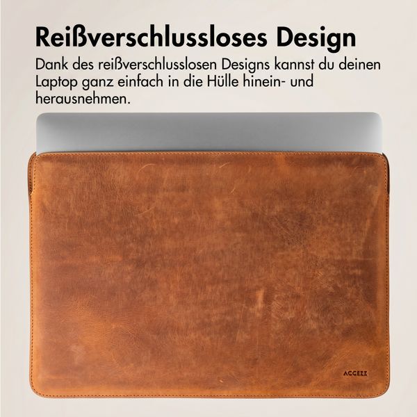 Accezz Leather Laptop Hülle Apple MacBook 14 Zoll - Laptop Sleeve - Cognac