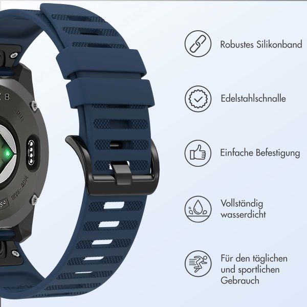 imoshion QuickFit® Silikonarmband Stripe für die Garmin Watch | 22 mm Anschluss - Dunkelblau