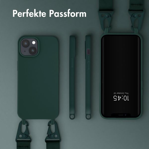 Selencia SilikonHülle mit abnehmbarem Band Apple iPhone 15 - Dunkelgrün