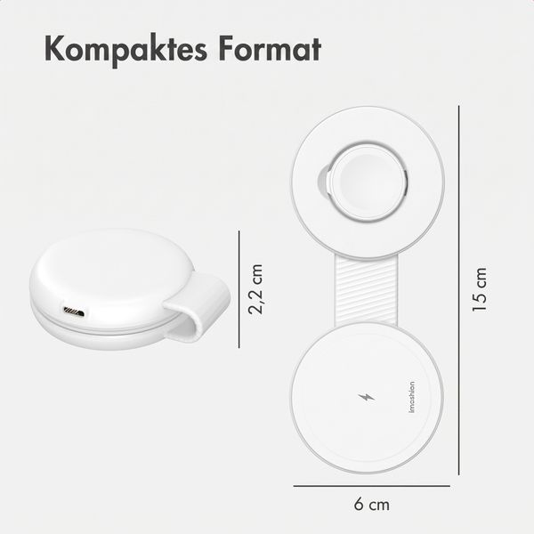 imoshion 2-in-1 kabelloses Reiseladegerät 25 W - iPhone / AirPods / Apple Watch - Qi2.2 - Weiß