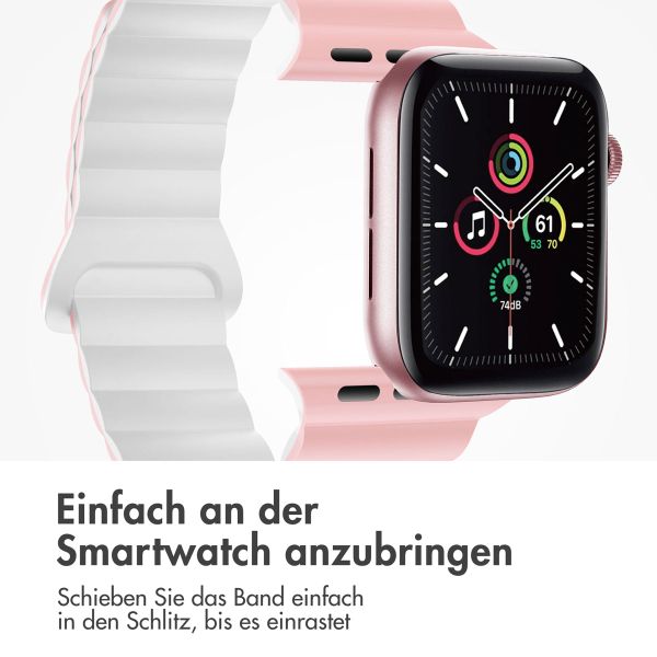 imoshion Magnetisches Silikonarmband für das  Apple Watch Series 1 t/m 11 / SE / Ultra (44/45/46/49 mm) - Roze & Wit / Pink & White
