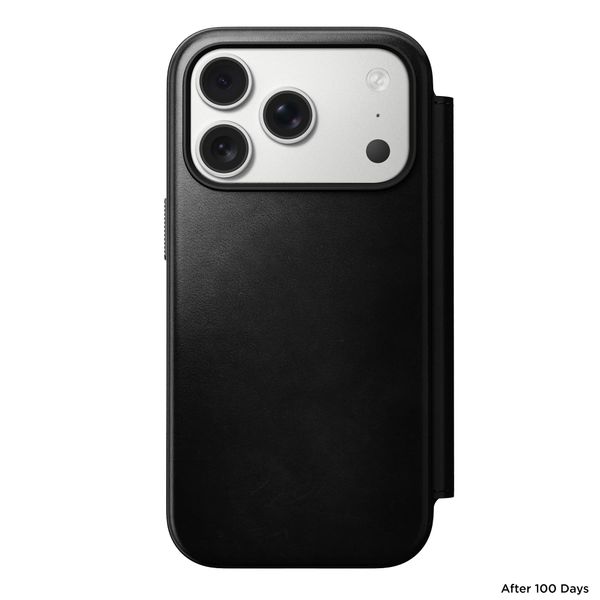 Nomad Modern Horween Leather Folio Bookcase mit MagSafe Apple iPhone 17 Pro - Schwarz