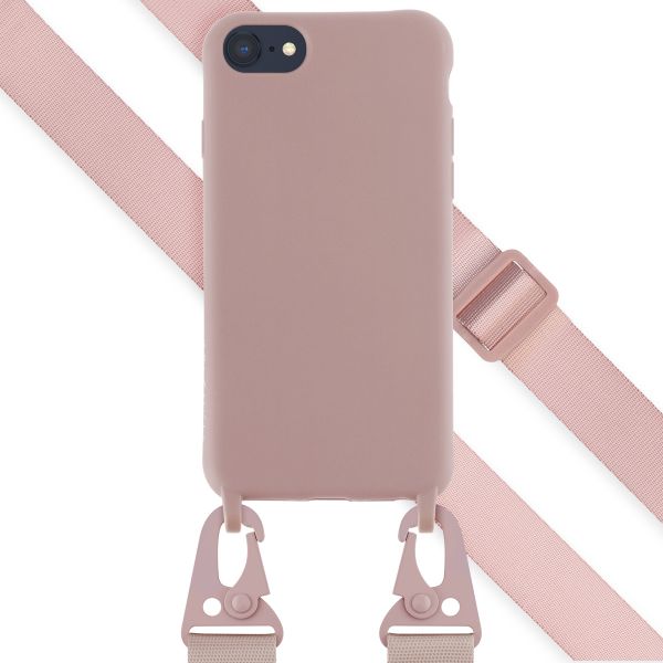 Selencia Silikonhülle mit abnehmbarem Band für das Apple iPhone SE (2022 / 2020) / 8 / 7 - Sand Pink