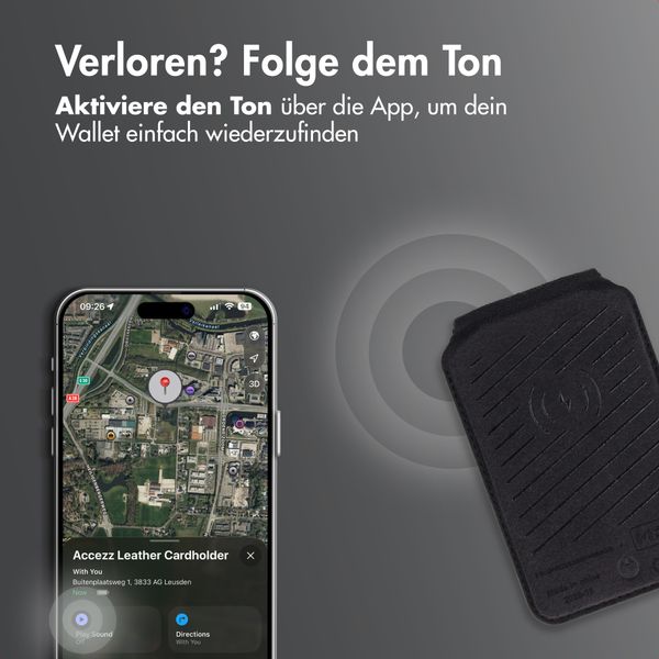 Accezz Magnetische Leder-Wallet mit Standfunktion - Geeignet für Apple Find My - Onyx Black