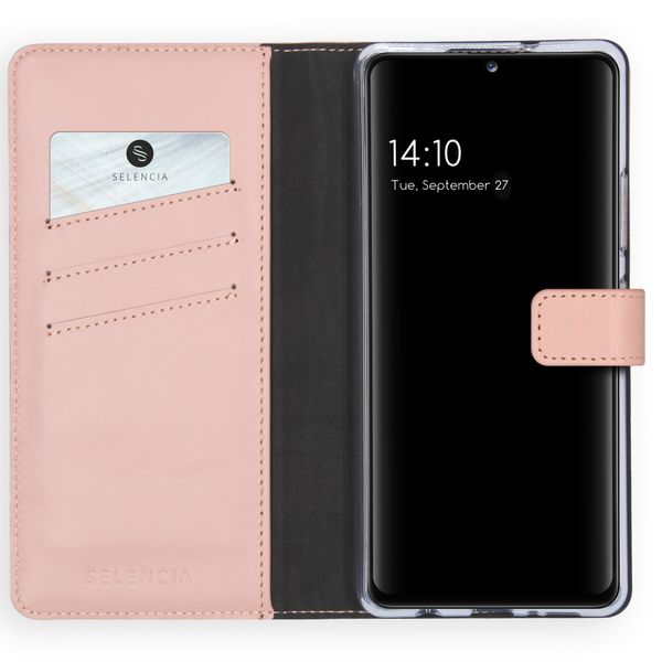 Selencia Echtleder Klapphülle Samsung Galaxy A42 - Dusty Pink