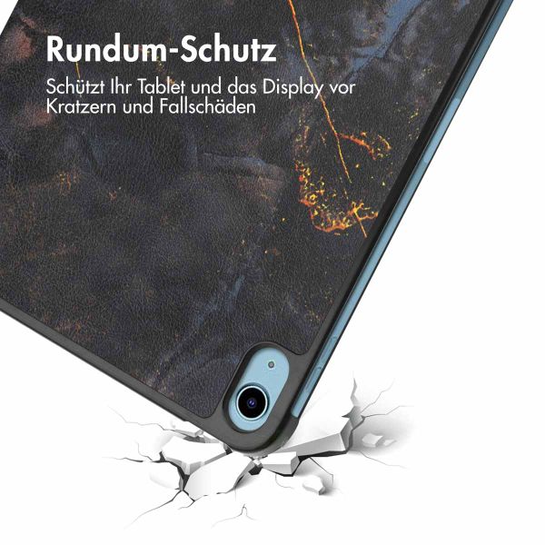 imoshion Design Trifold Klapphülle für das iPad 11 (2025) 11 Zoll / iPad 10 (2022) 10.9 Zoll - Black Marble