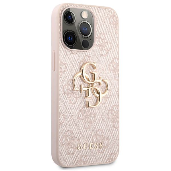 Guess 4G Metal Logo Back Cover Apple iPhone 13 Pro - Roze & Goud / Pink & Gold