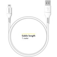 Accezz Wand-Ladegerät mit MFI-zertifiziertem Lightning- auf USB-A-Kabel - 20 Watt - 1 m - Weiß