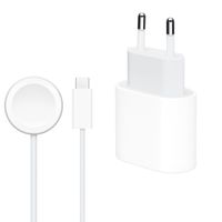 Apple USB-C-Netzteil 20 W + magnetisches Schnellladekabel USB-C für die Apple Watch - 1 Meter - Weiß