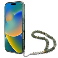 Guess MagSafe IML Glitter Case mit Beads Strap Apple iPhone 16 Pro - Green