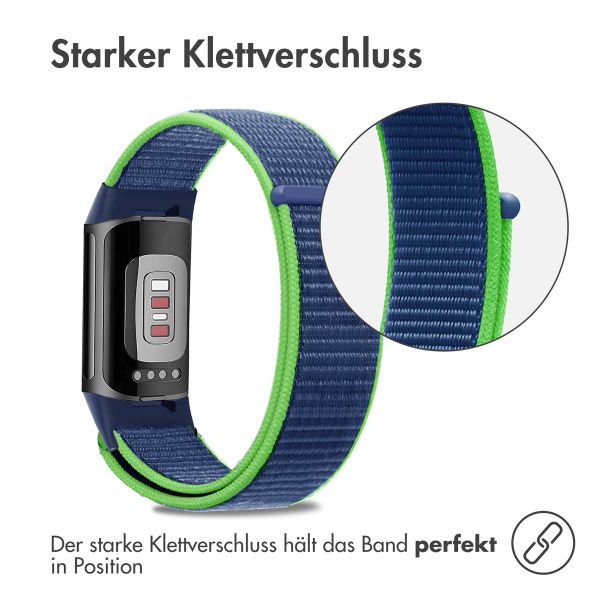 imoshion Nylonarmband für das Fitbit Charge 5 / Charge 6 - Größe L - Blau / Grün