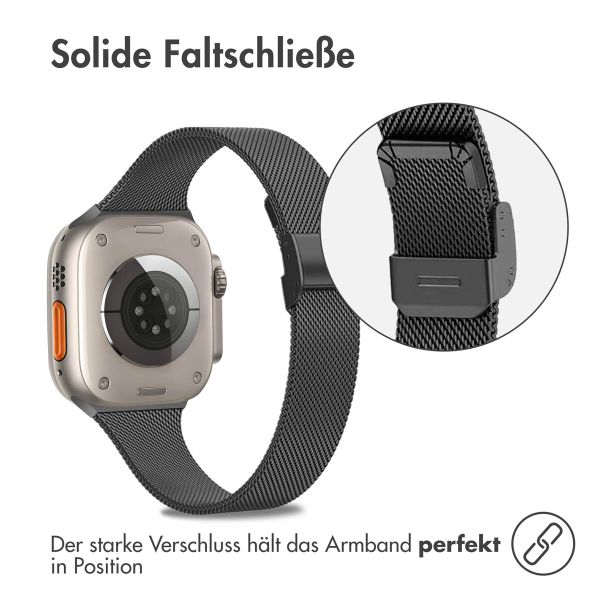 imoshion Mailändische Faltarmband für das Apple Watch Series 1-10 / SE / Ultra (2) - 42/44/45/46/49 mm - Schwarz