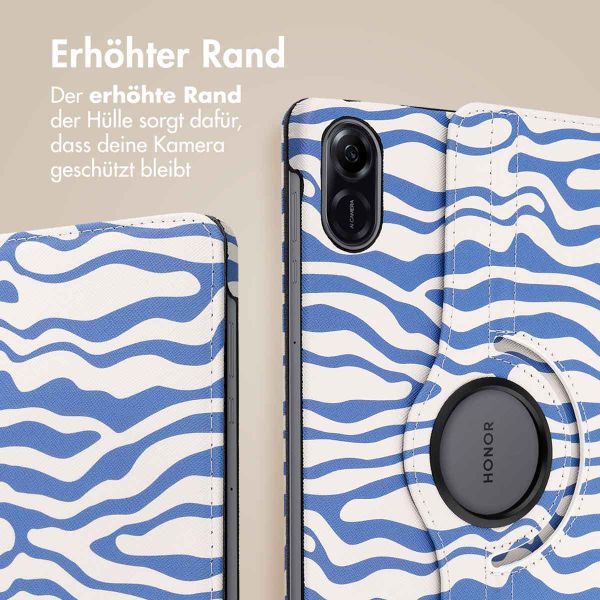 imoshion 360° drehbare Design Klapphülle für das Honor Pad X9 - White Blue Stripes