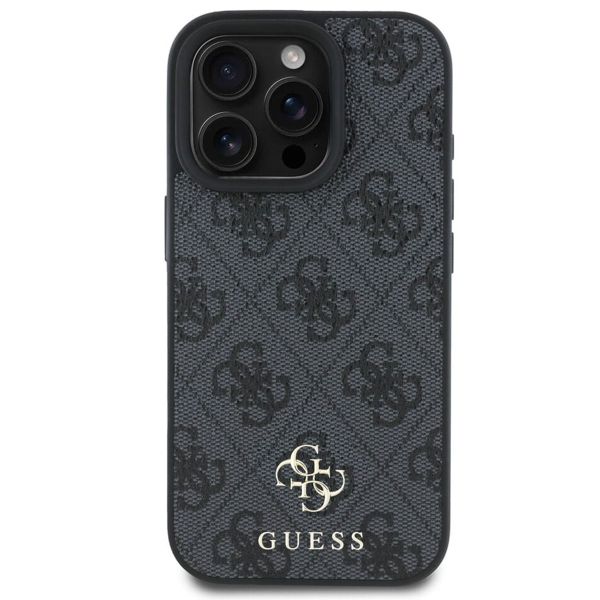 Guess 4G Metal Logo Back Cover MagSafe für das iPhone 16 Pro - Schwarz