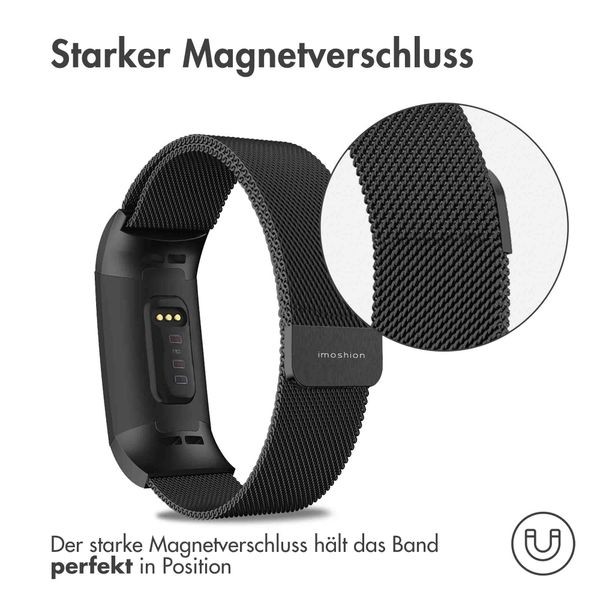 imoshion Magnetisches Milanaise Armband für das  Fitbit Charge 3 / 4 - Größe M - Schwarz