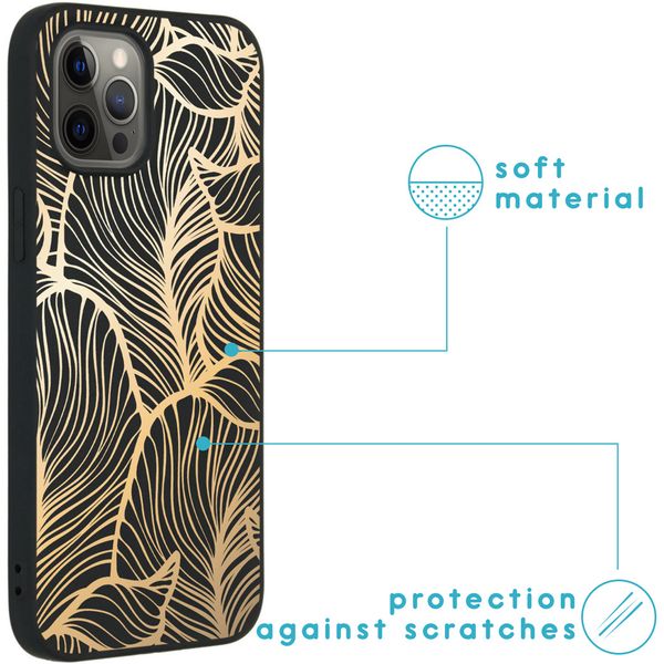 imoshion Design Hülle für das iPhone 12 Pro Max - Blätter / Schwarz